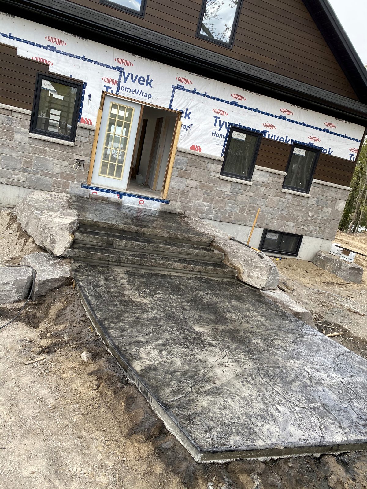 Stamped concrete entry and steps