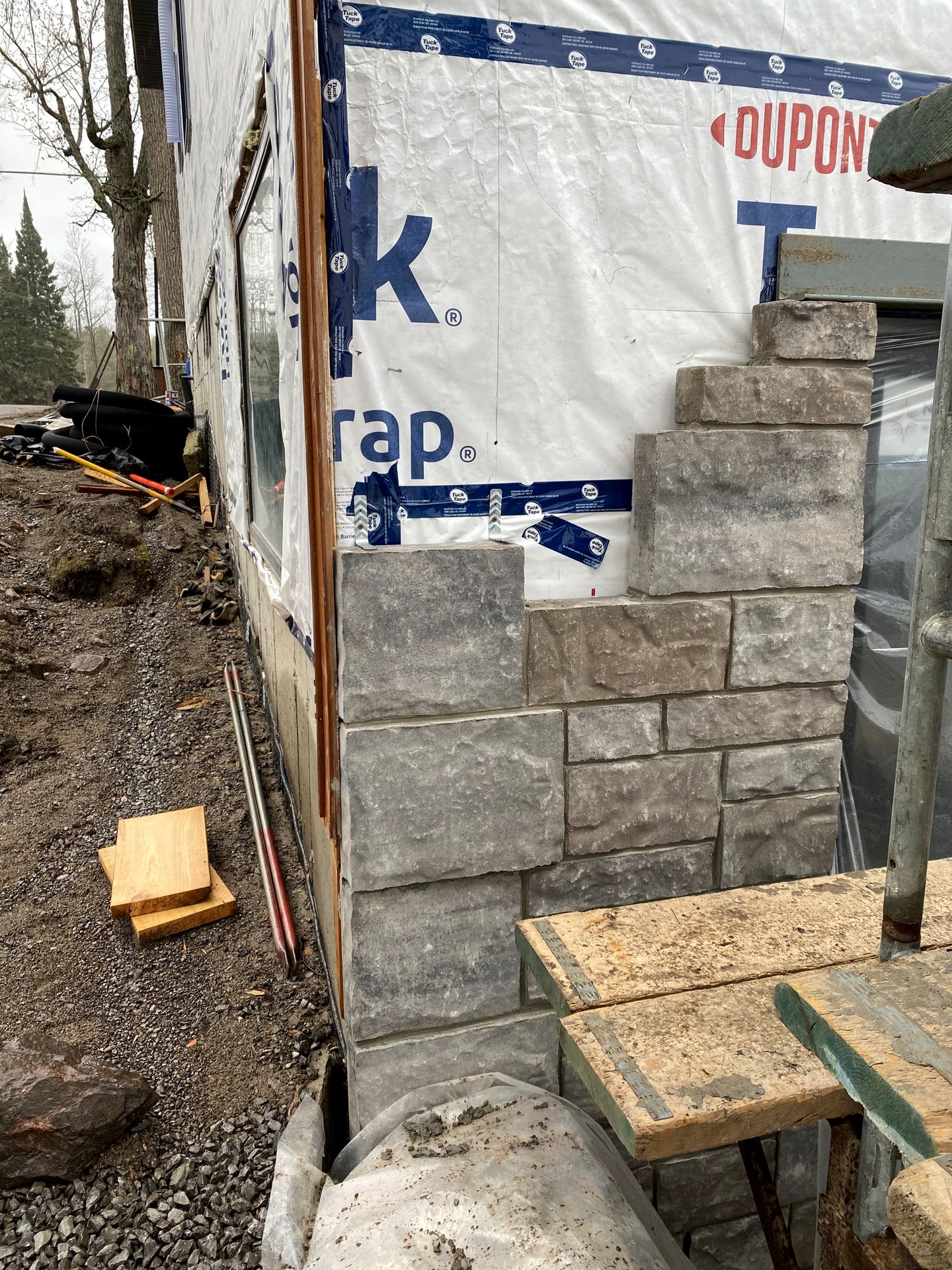 Stone veneer going up exactly as drawn