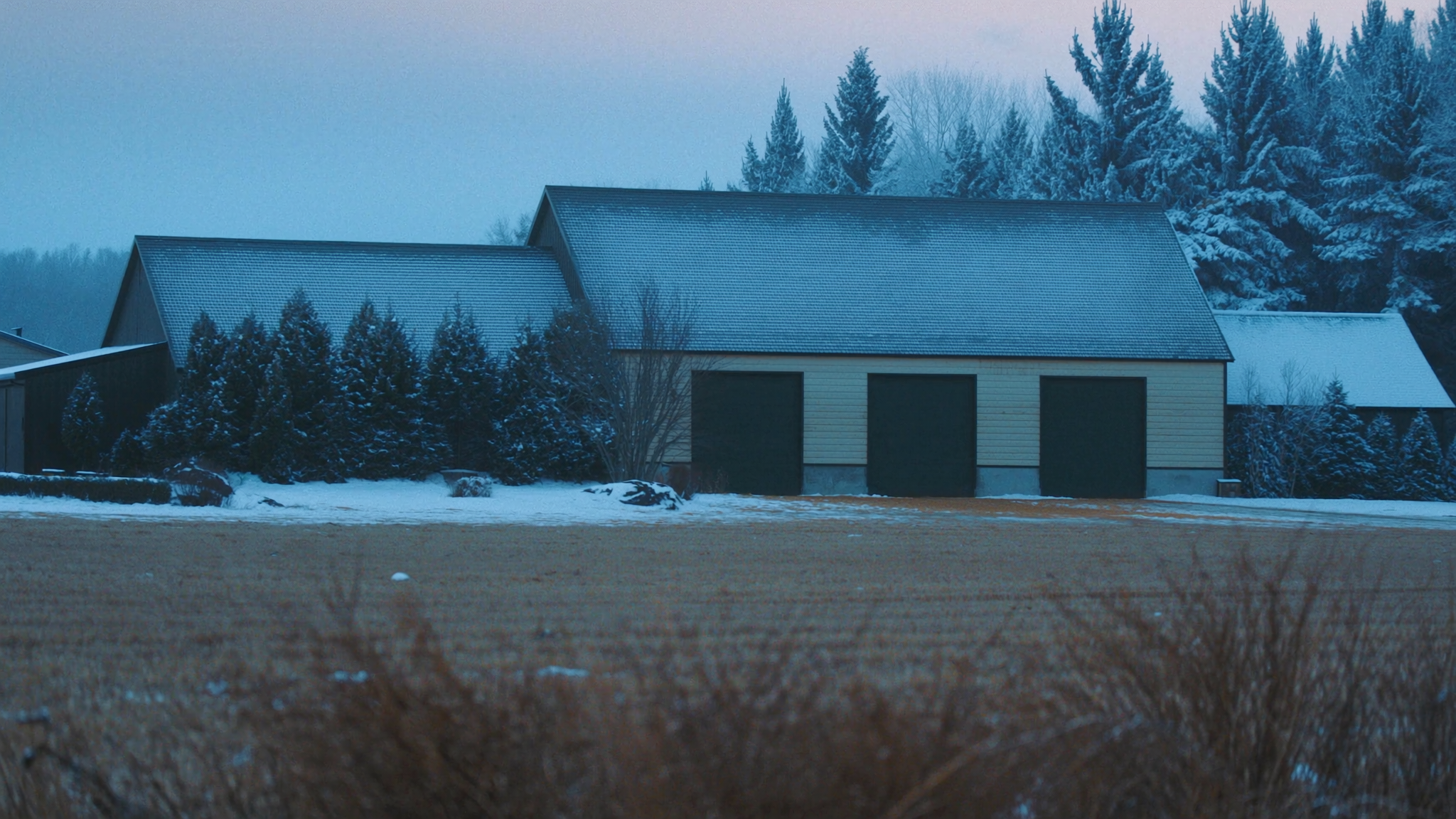 The Hayfield — working shop and barn on a winter township road
